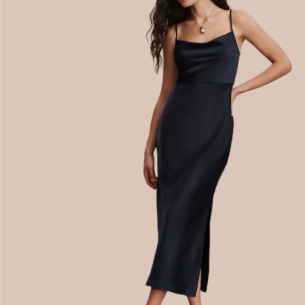 BHLDN Cali Midi Dress with Cowl Neck & Spaghetti Straps (NWT)